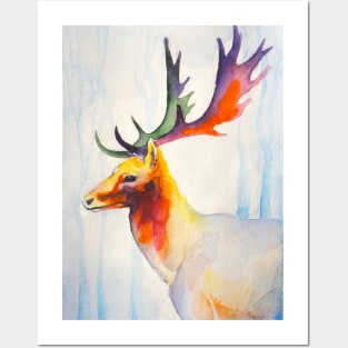 half-face deer Posters and Art